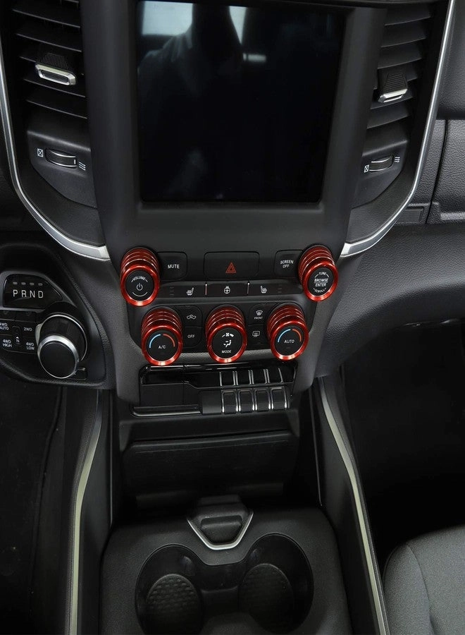 Center Console Knob Cover - Aluminum 5pcs Red 2018-2025+