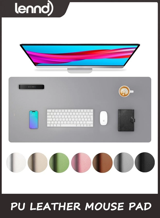 Non-Slip Large PU Leather Office Mouse Pad - 80x40 cm