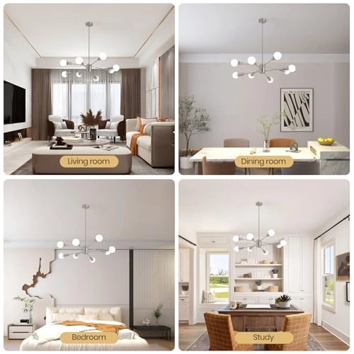 8-Light Sputnik Pendant Chandelier - 86cm-116cm