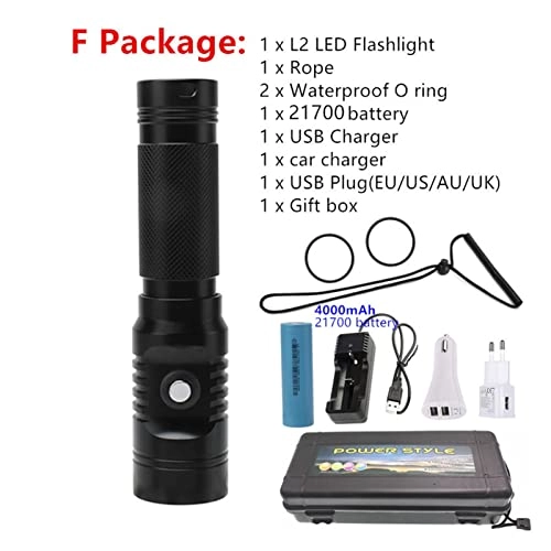 Diving Flashlight - 2000 lumens 80 Meter 21700