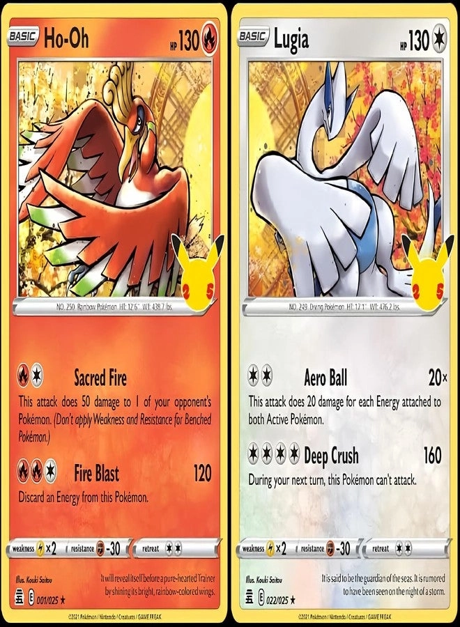 Lugia & Ho-oh - Celebration Card Lot Legendary Holo Foil 022/025 & 001/027