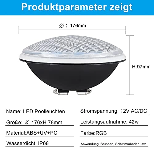 Par56 Pool Lighting - 42W RGB 12V AC/DC