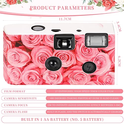 Disposable Camera - 12 Pack Built In Flash Pink Rose