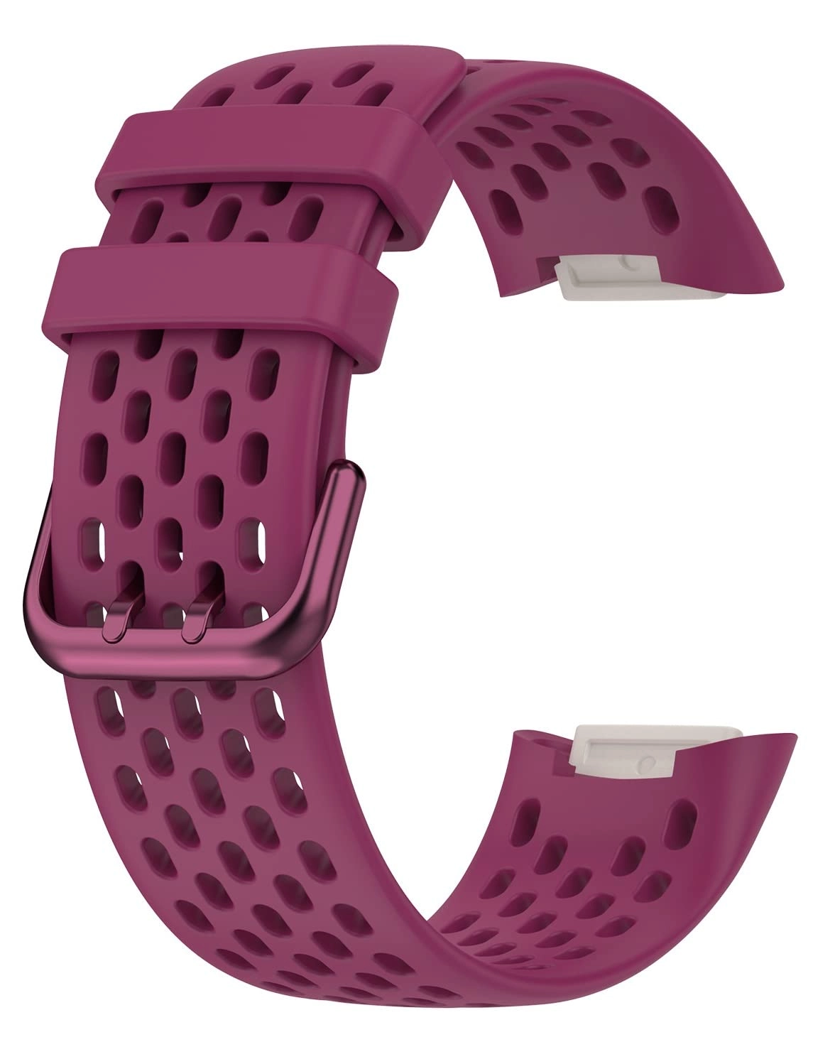 Watch Band for Fitbit Charge 5 - Silicone Stainless Steel Buckle Coral Red