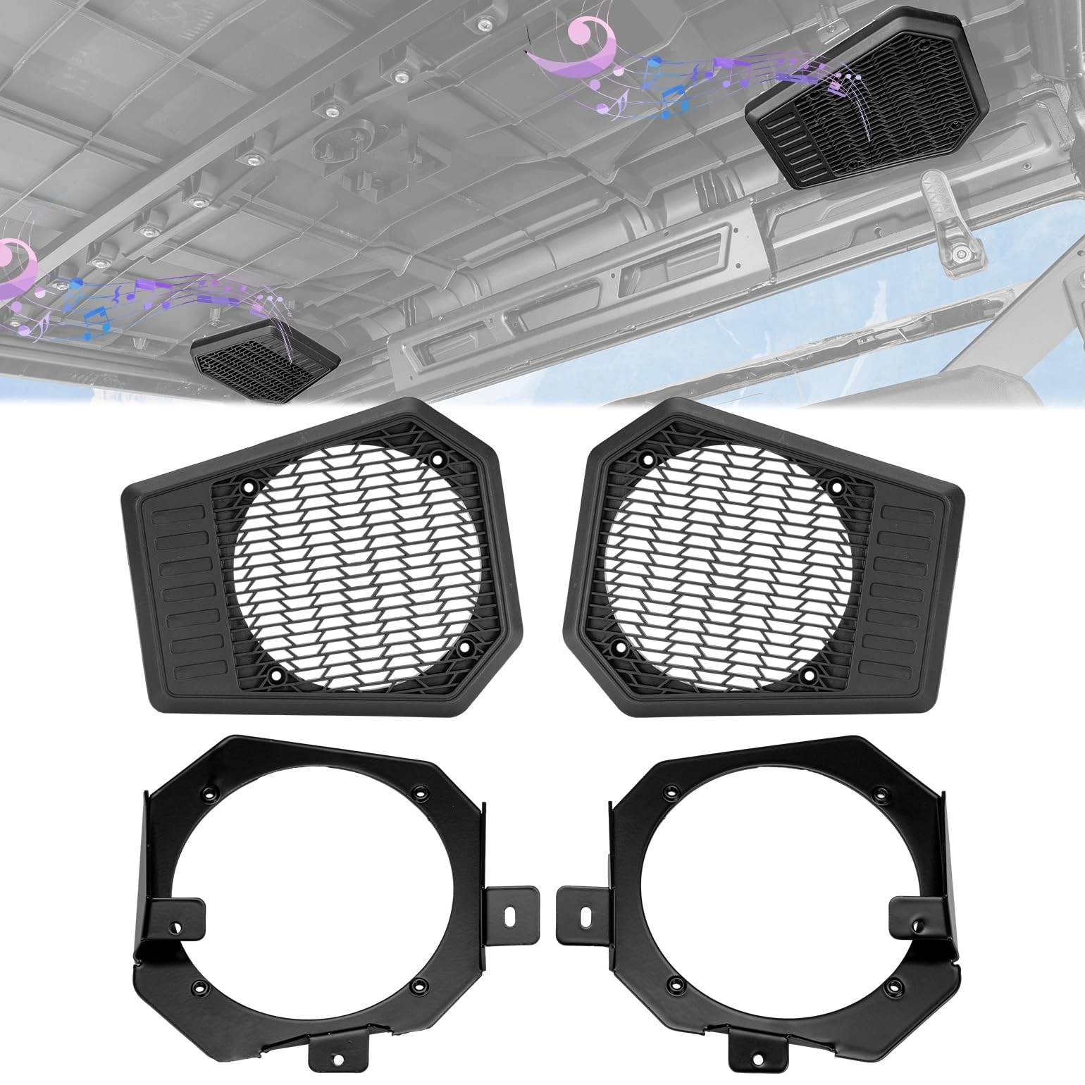 KEMIMOTO Rear Roof Speaker Pods - Polaris Ranger XP 1000 2018-2025