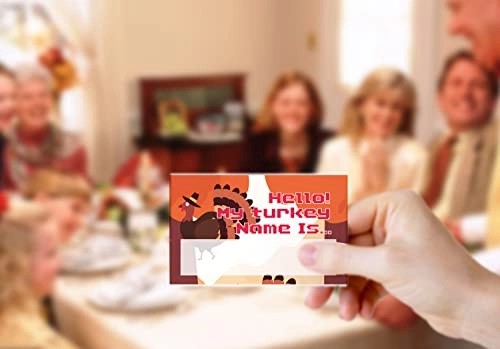 What's Your Turkey Name Game - 50 name tag stickers and one sign
