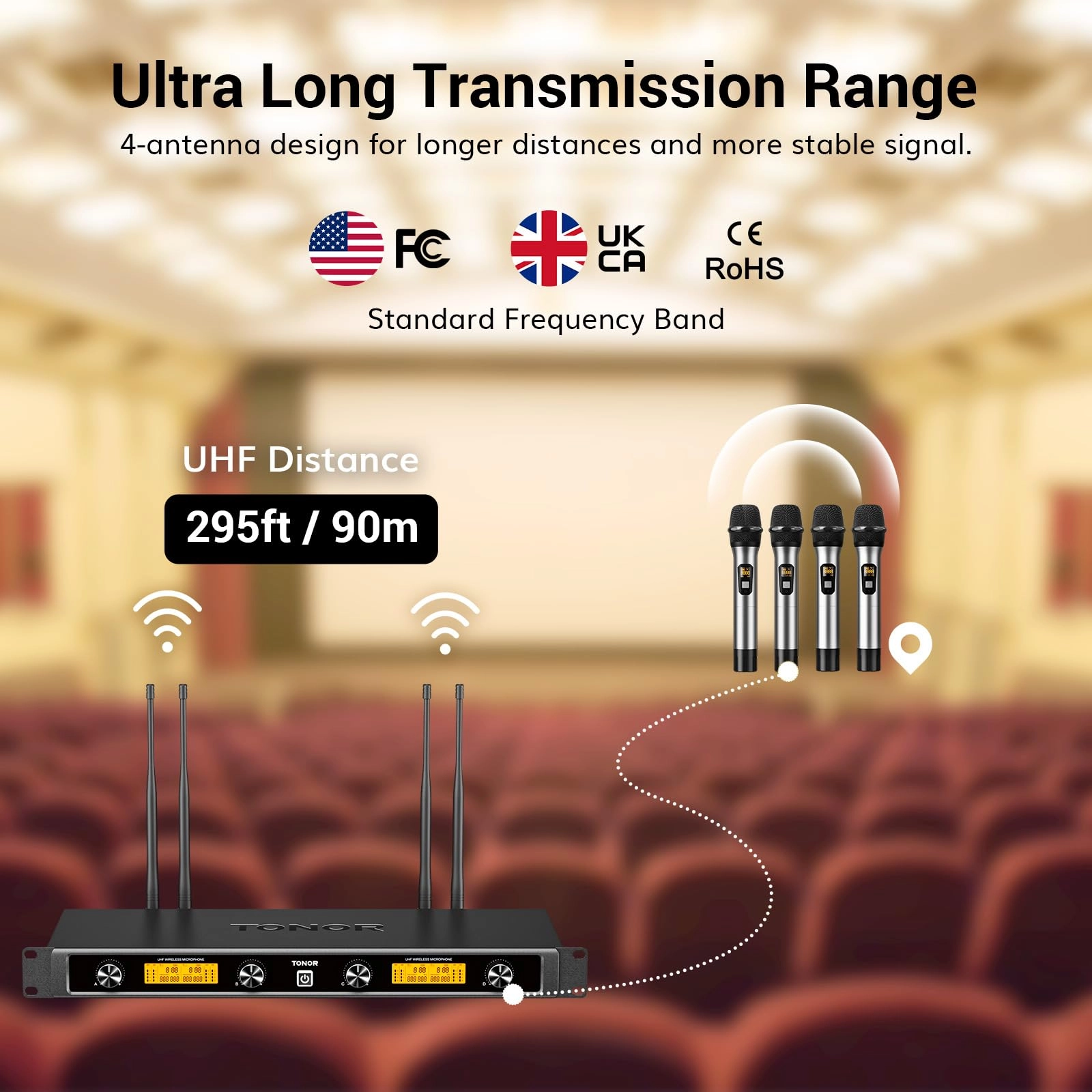 Wireless Microphones System - 4 UHF