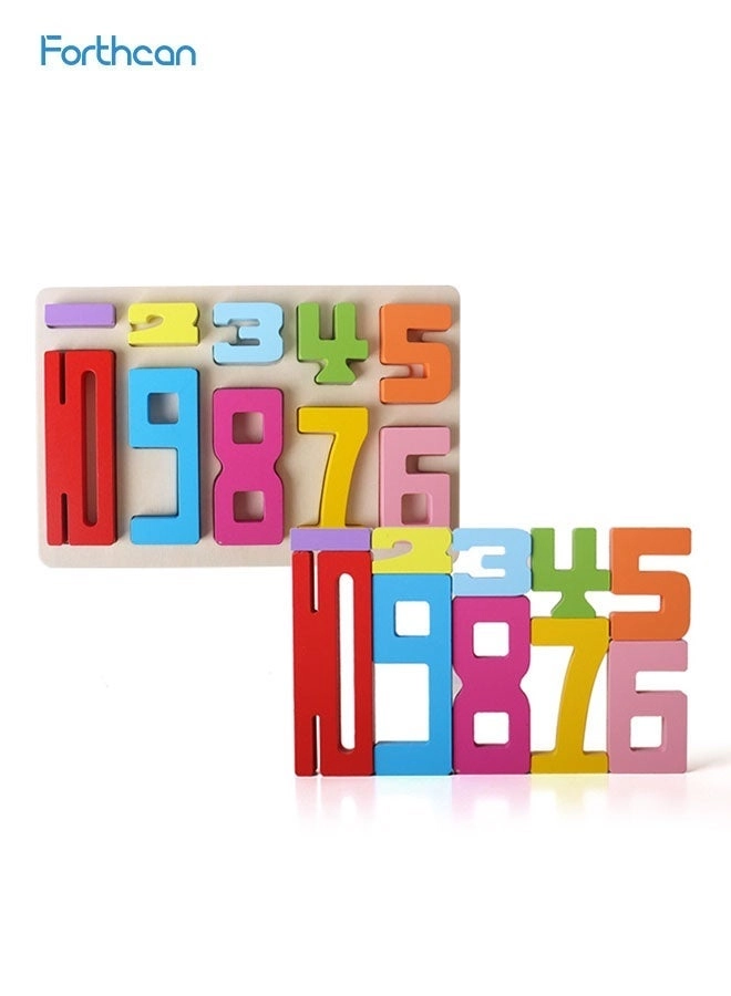 Forthcan Wooden Number Blocks Puzzle - 3+ 10 pieces