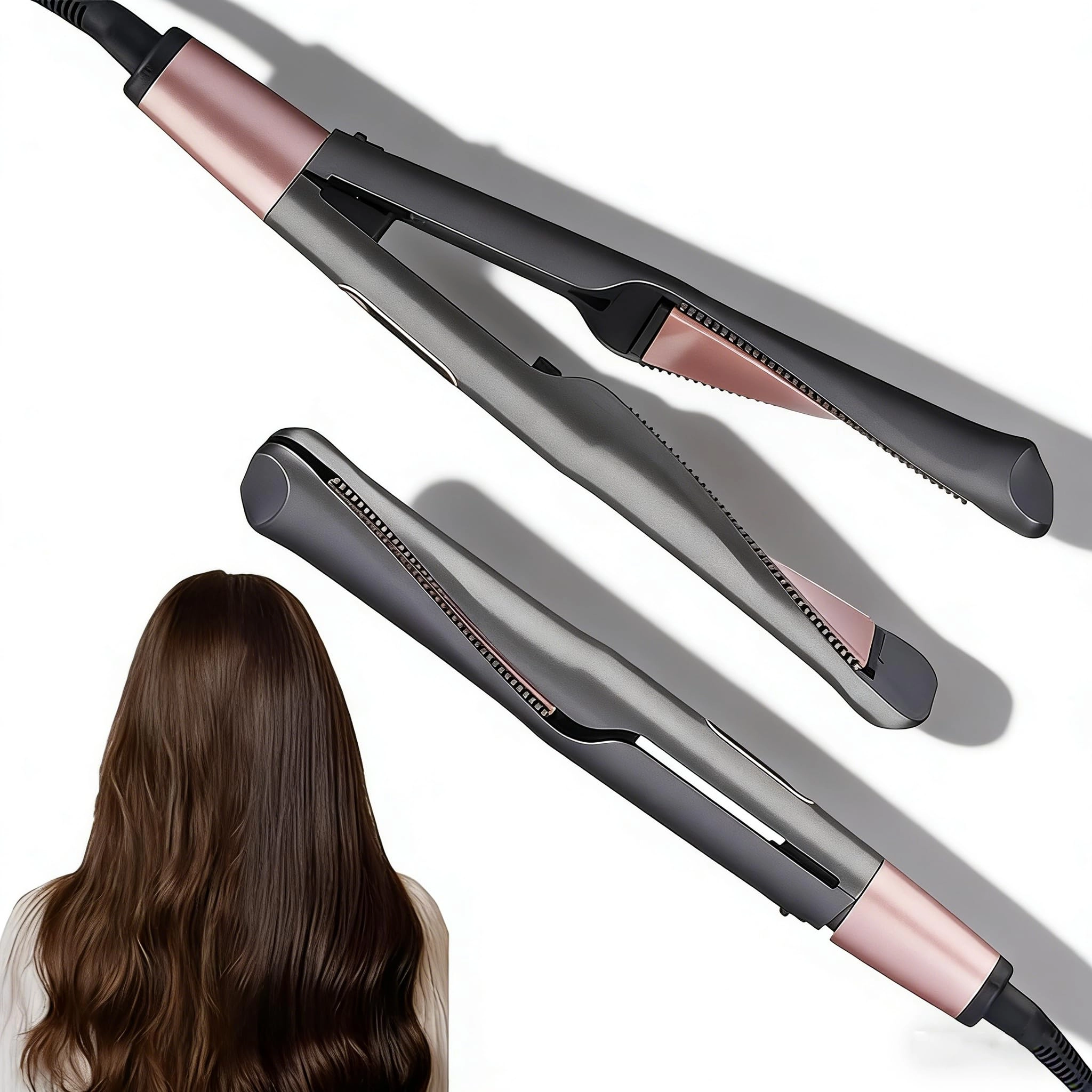 Wavy Chic 2 in 1 Hair Straightener and Curler - 1-inch Ceramic Titanium Plates 450°F