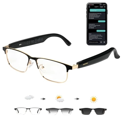 Ai Translation Smart Glasses - 164 Languages Color-Change Lens Bluetooth