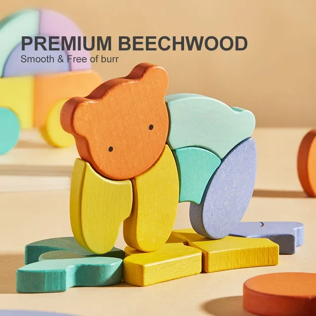Mini Wooden Puzzle Bear - 1+ 6 pcs