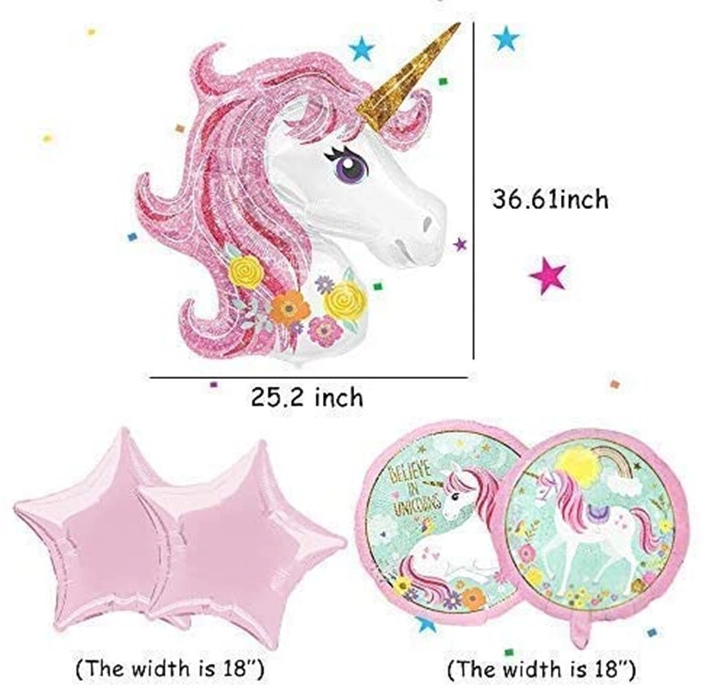 Unicorn Balloon Sets - Latex Foil Helium Happy Birthday Banner