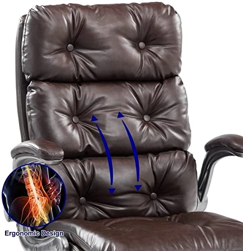 Desk Chair - PU Leather Brown High Back