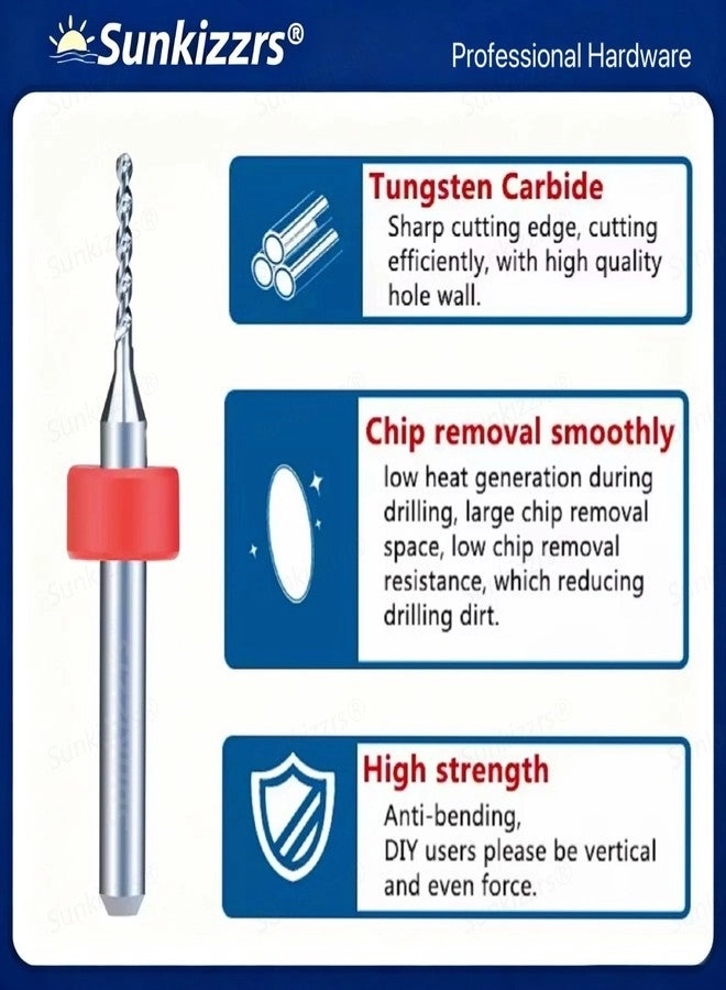 Micro Drill Bits - Tungsten Steel Carbide 10-Pcs 1.1mm-2mm