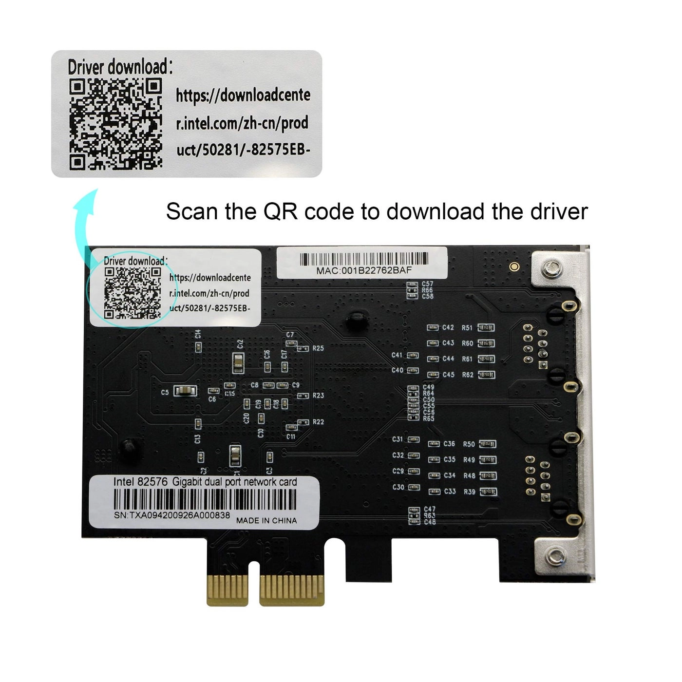 Dual Port Gigabit Ethernet Converged PCI-E x1 Card