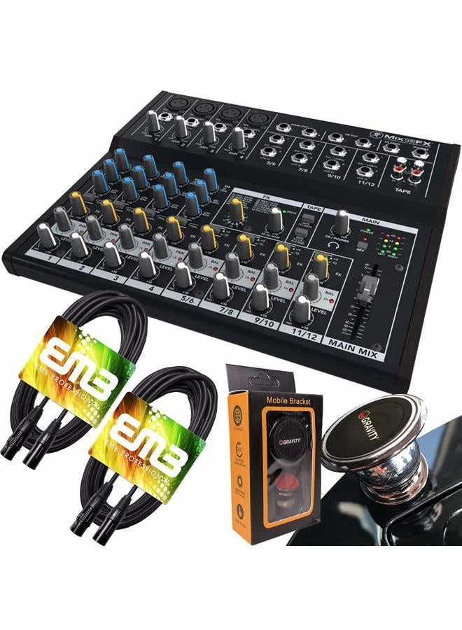 Mackie MIX12FX - 12-channel + EMB XLR Cable + Gravity Magnet Phone Holder