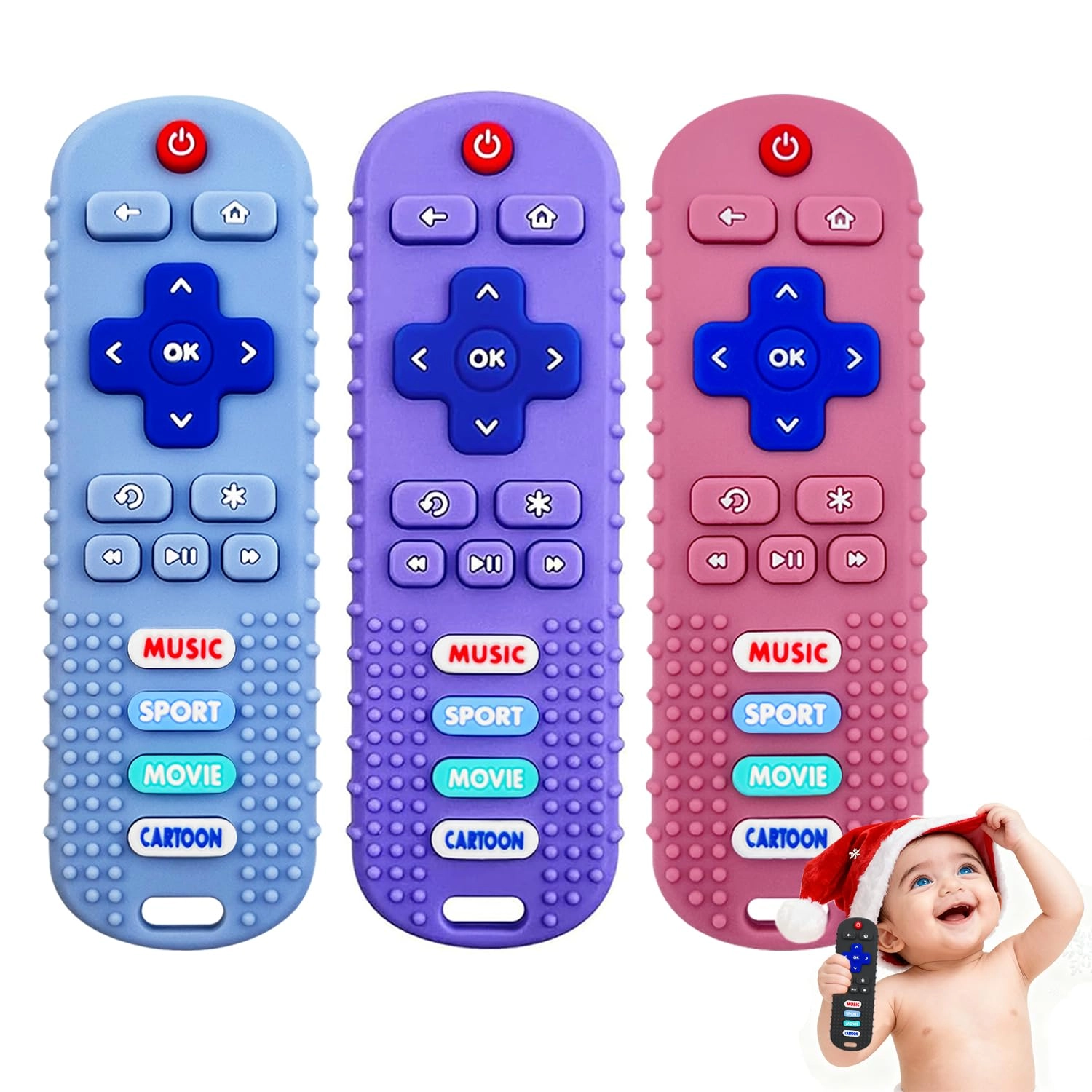 maclud 3 Pack Remote Control Shape Teethers - Silicone