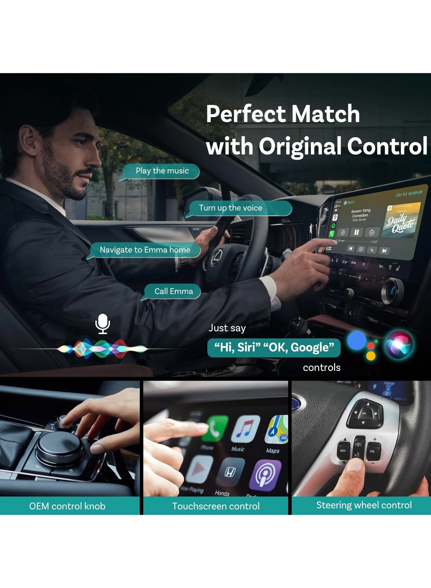 Mini Wireless CarPlay Adapter - Bluetooth 5.0 USB-C USB-A