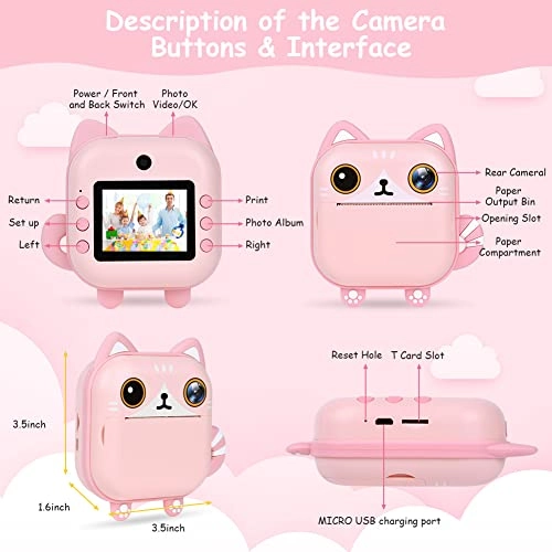 Instant Print Camera - 2.4-inch 12MP 1080P