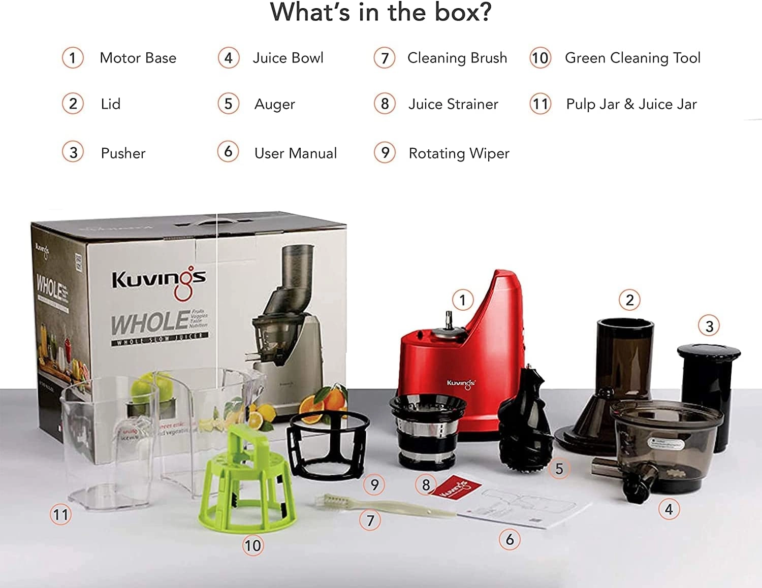 B1700 - Professional Cold Press Whole Slow Juicer Red