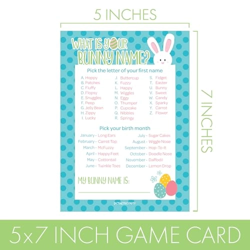 What's Your Bunny Name Game - Kid 25 Player Cards