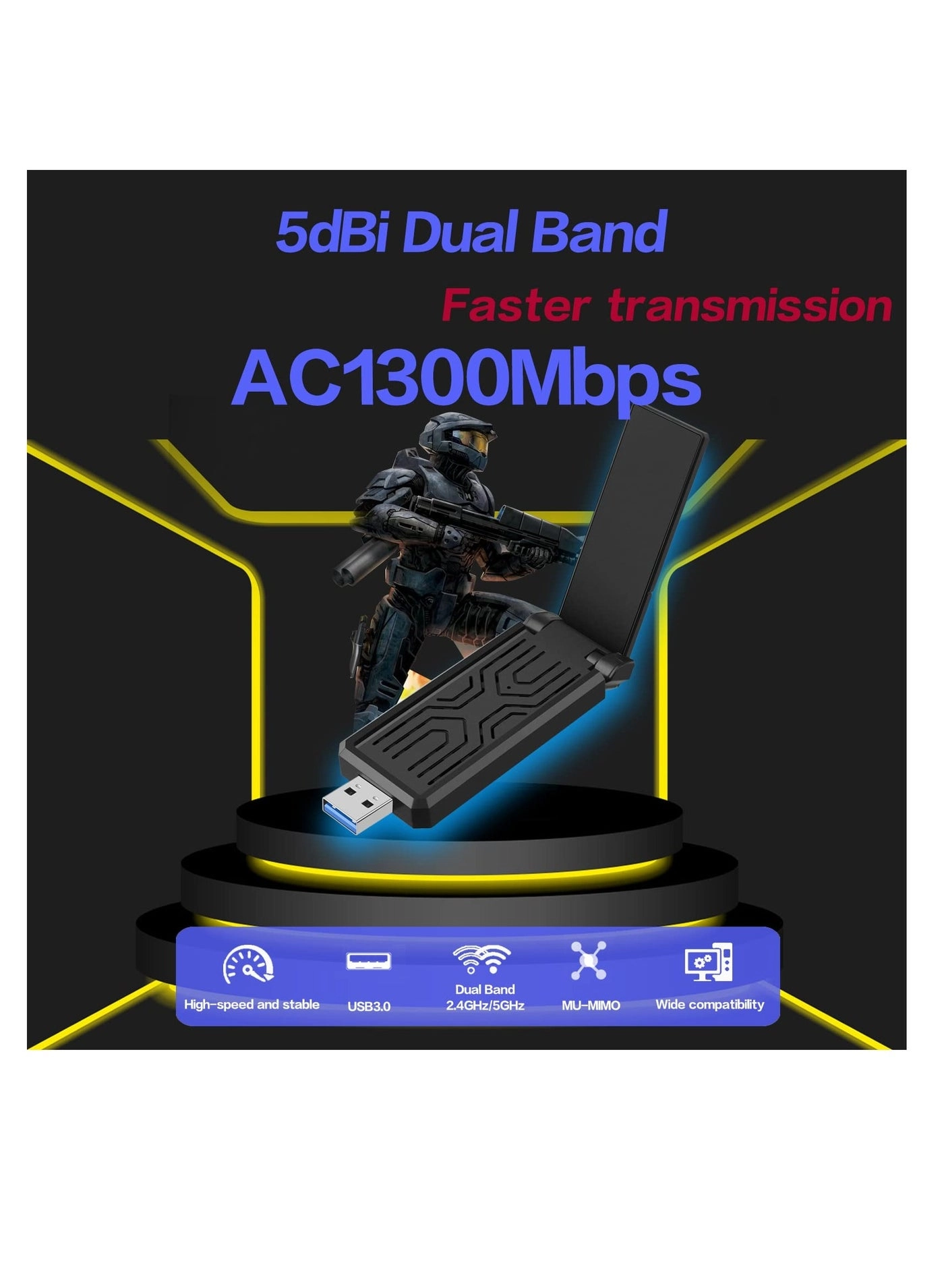 USB WiFi Adapter - 2.4GHz/5GHz USB3.0 Wireless