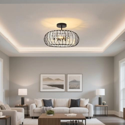 E27 Crystal Ceiling Lamp - 3 lights 36.5 cm