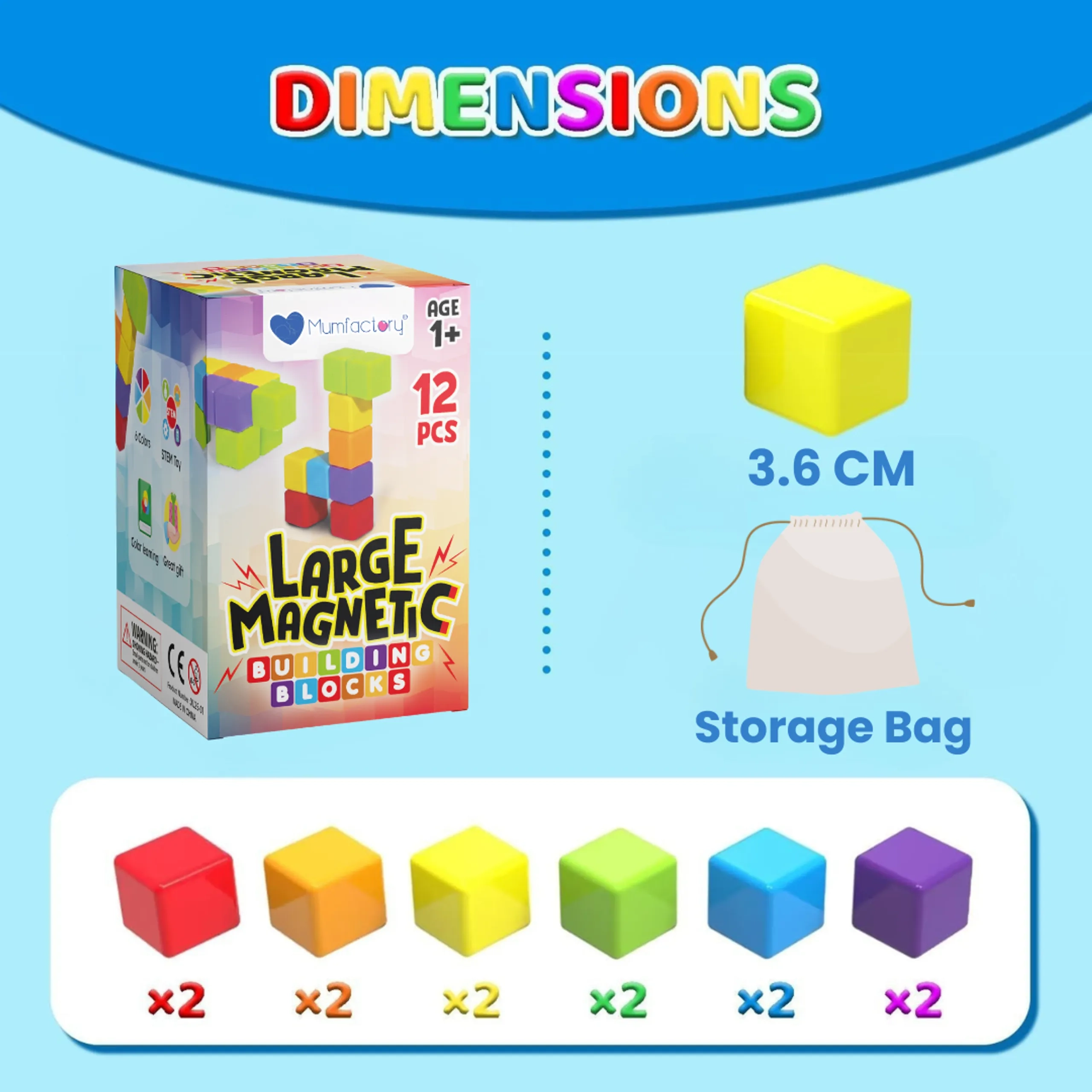 Magnetic Building Blocks - 12 pcs