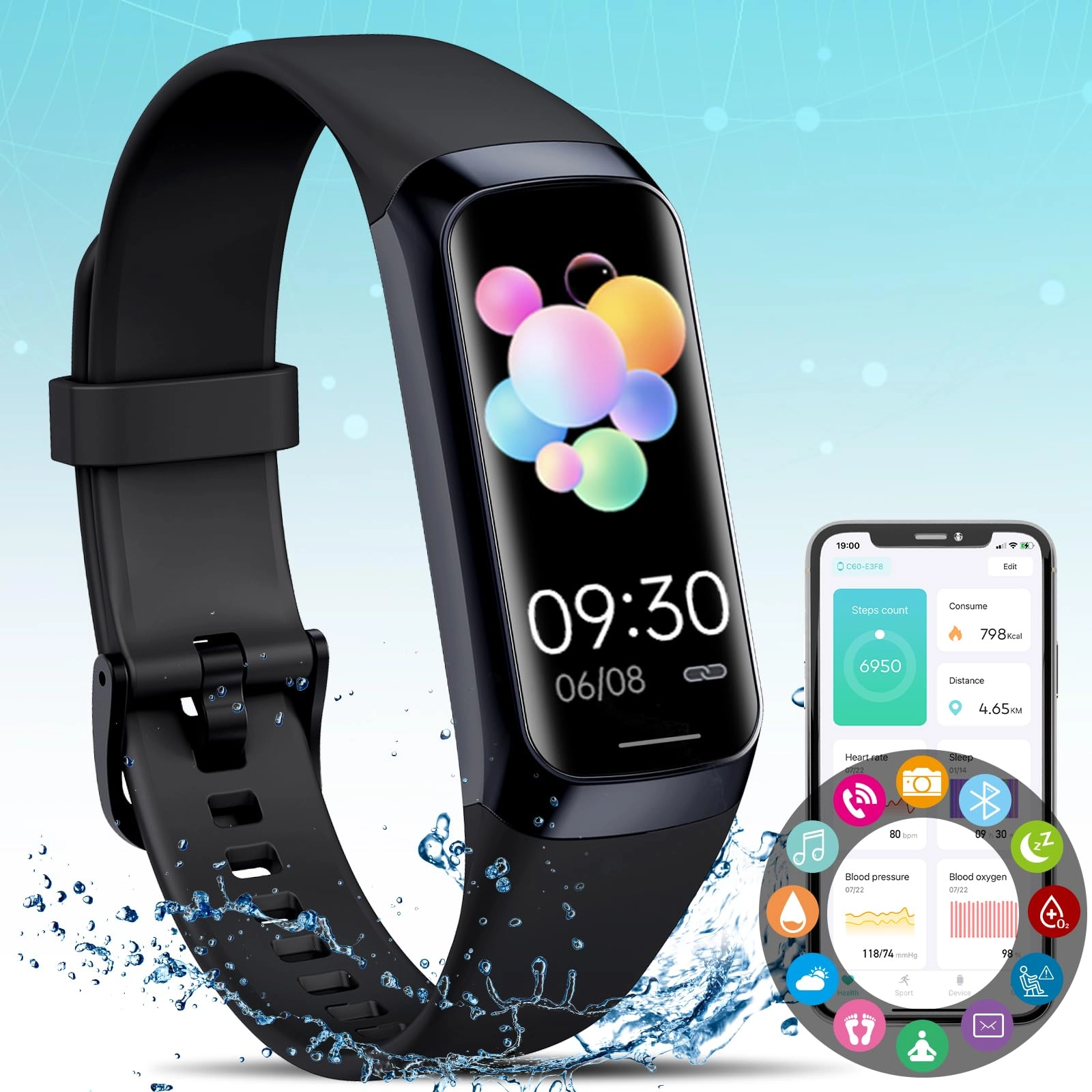 Fitness Tracker - IP67 Waterproof Heart Rate Monitor