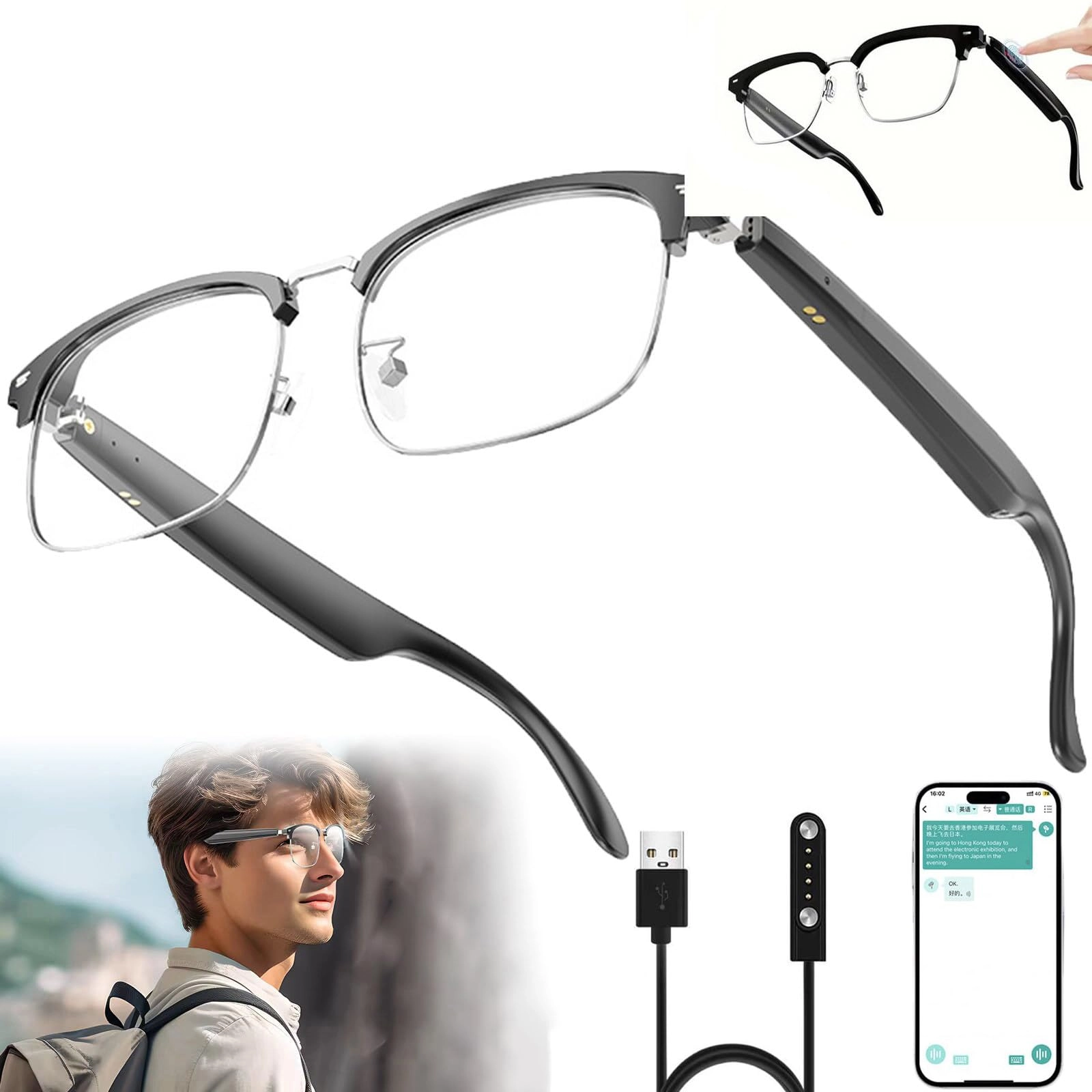 KFGISD XG88 Pro - AI Wireless Bluetooth Translation Glasses