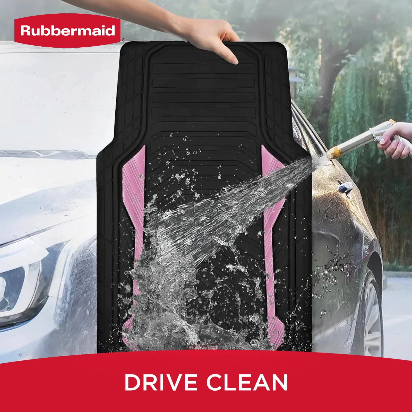 Car Floor Mat - Pink & Silver Universal Fit All-Weather
