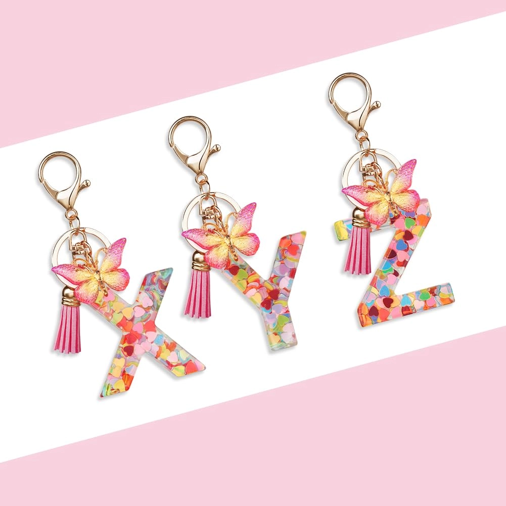 Initial Letter Keychain - Butterfly