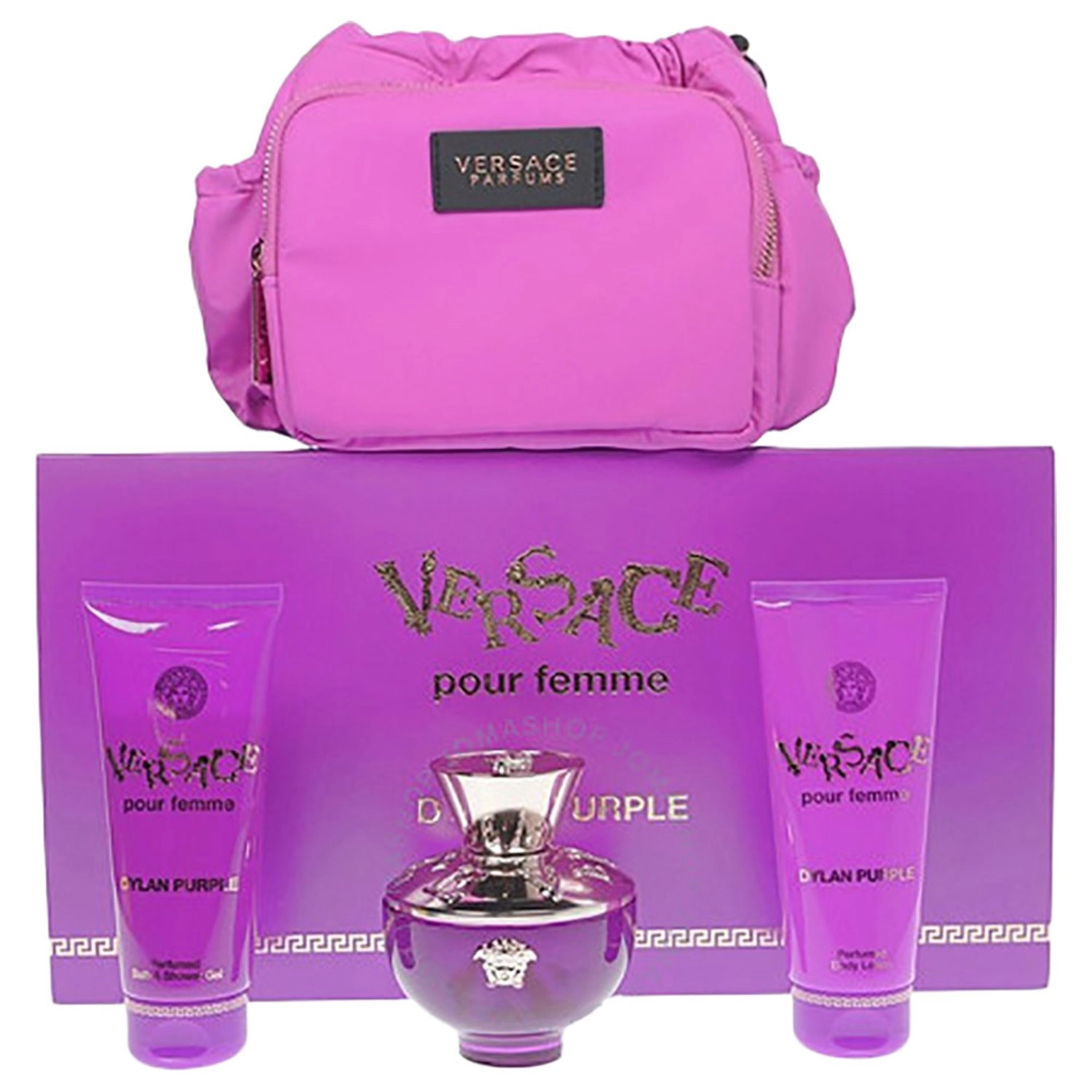 Versace Dylan Purple Eau de Parfum - 100ml + Dylan Purple Shower Gel - 100ml + Dylan Purple Body Lotion - 100ml