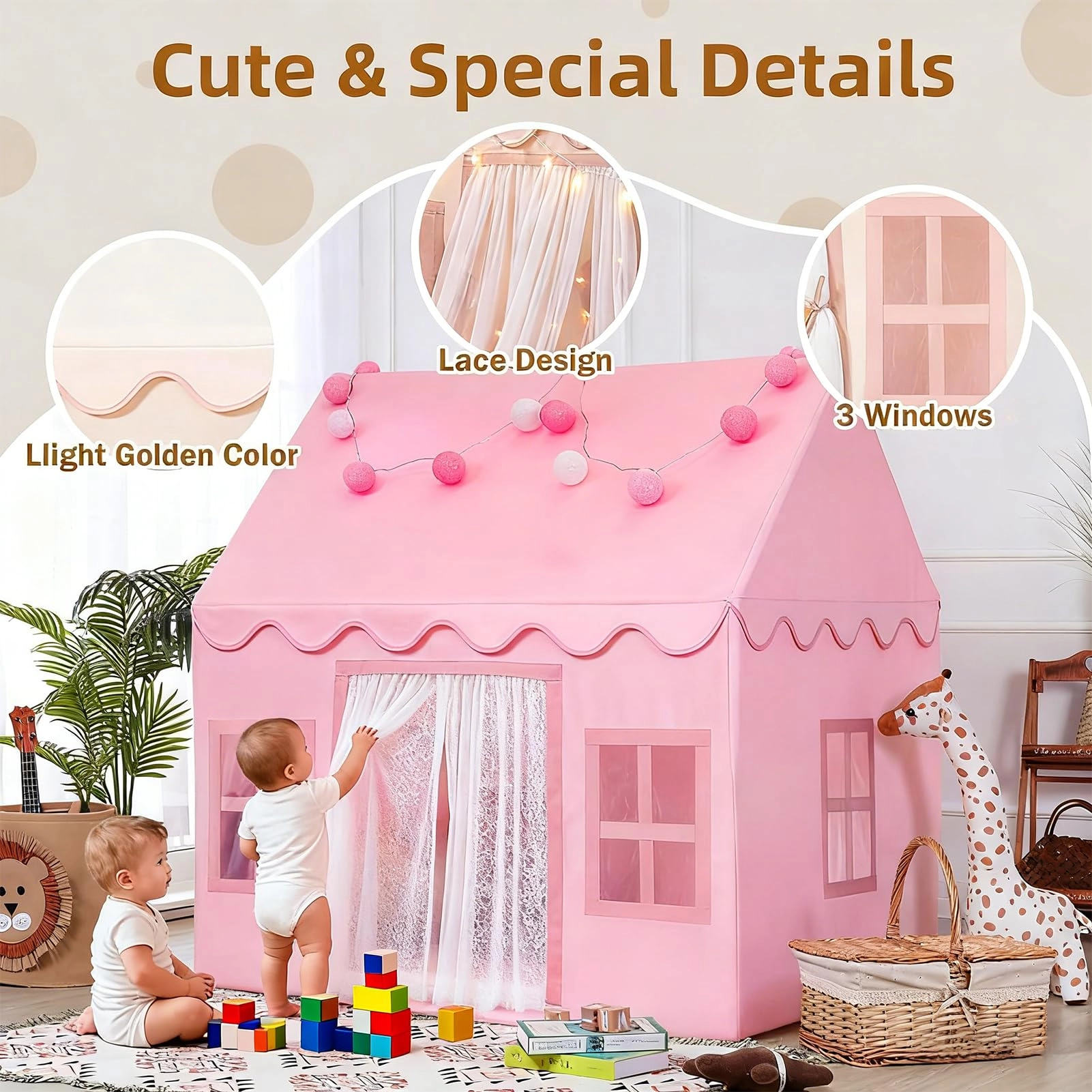 Kids Tent Playhouse - Large Pink