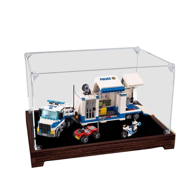 HCAEIOFJ Display Case (60139) - Clear Acrylic Walnut Bottom