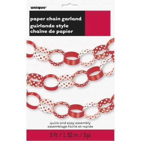 Unique Deco Dot Paper Chain - Ruby Red 5Ft