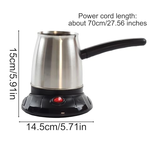 Stainless Steel Coffee Machine, Turkish Coffee Maker, Electric Coffee Maker Coffee Maker, Mocha Maker, Turkish Mocha Cooker, Cezve Made of Stainless Steel, 600 ml Capacity