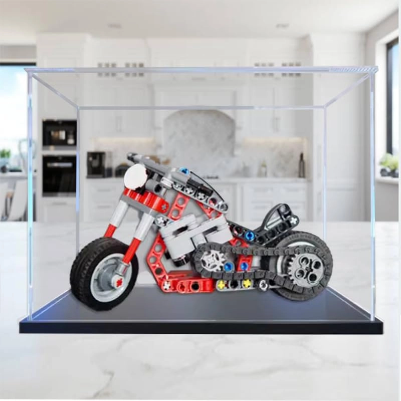 Clear Acrylic Display Case (42132) - Wood Bottom+top Light 20x10x15cm