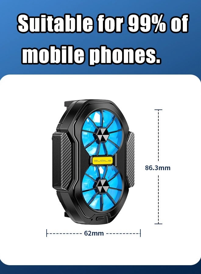 Phone Cooler - Dual Fan LED USB Rechargeable