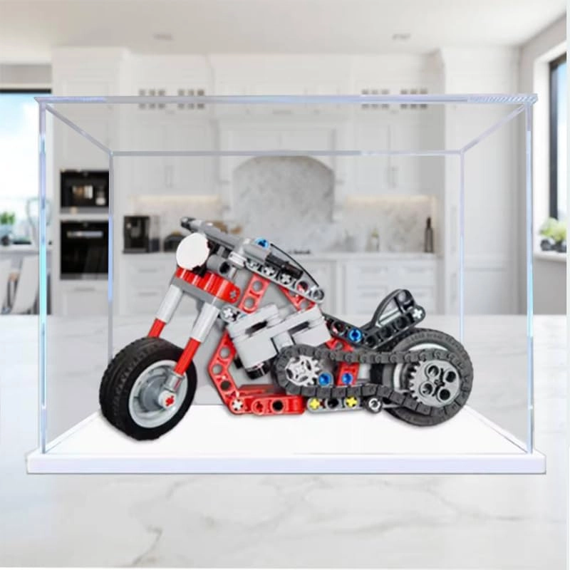 Clear Acrylic Display Case (42132) - Wood Bottom+top Light 20x10x15cm