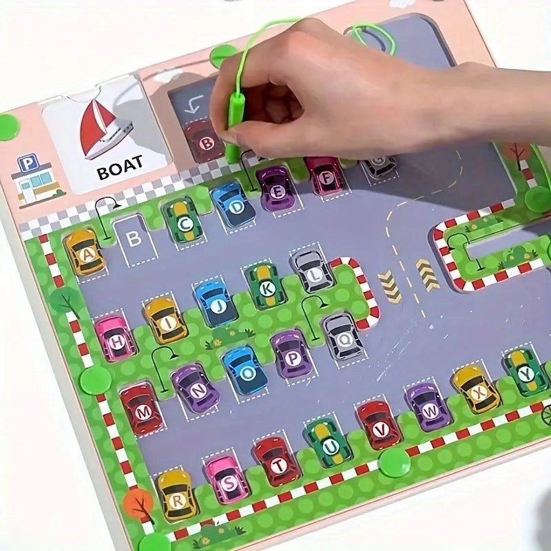 Wooden Kids Car Parking Play Set