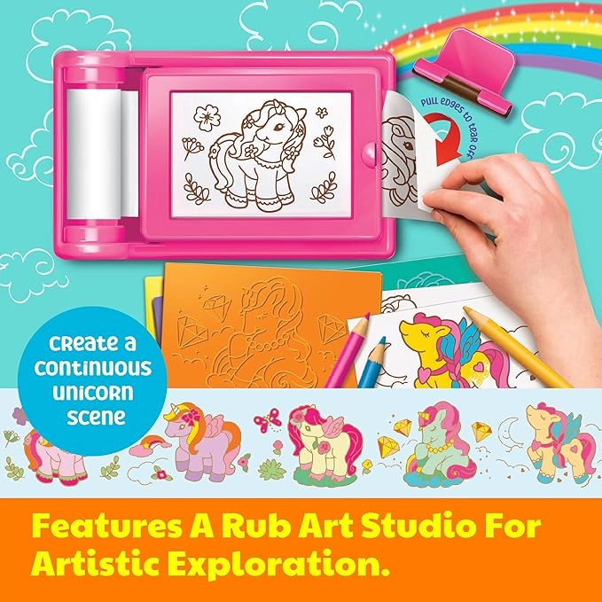 KidzMaker Unicorn Rub Art Studio Craft Kit - 4+ years 11 pcs