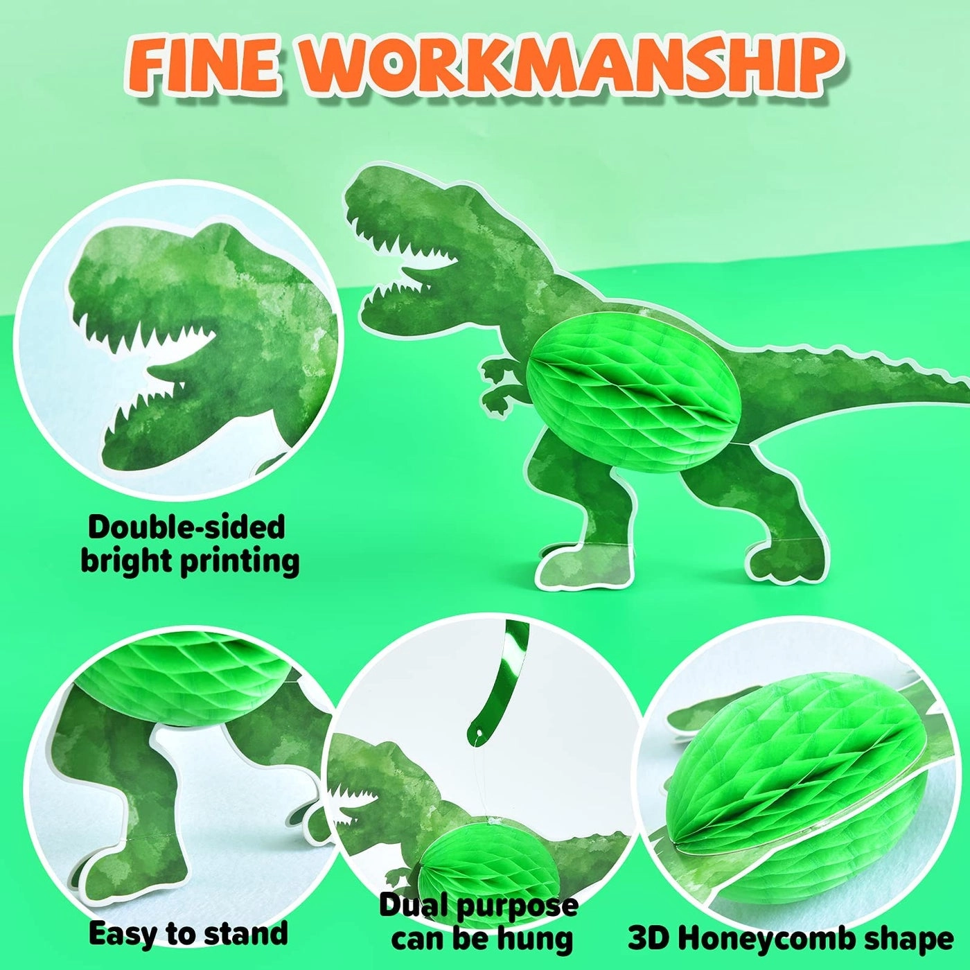 Watercolor Dinosaur Party Honeycomb Centerpieces - 8 PCS Birthday