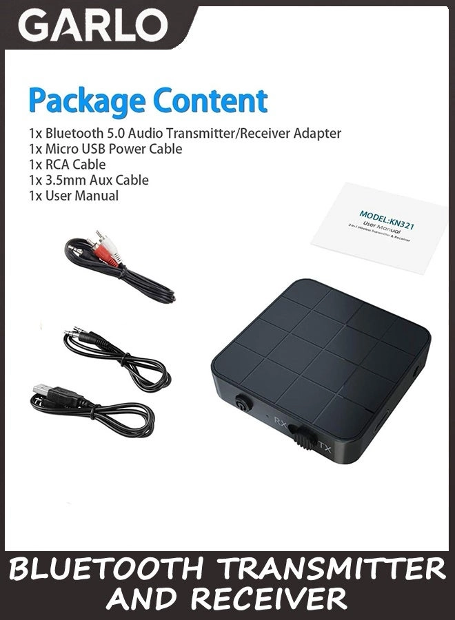 Audio Transmitter Receiver Adapter - Bluetooth 5.0 3.5mm rechargeable 200mAh lithium battery