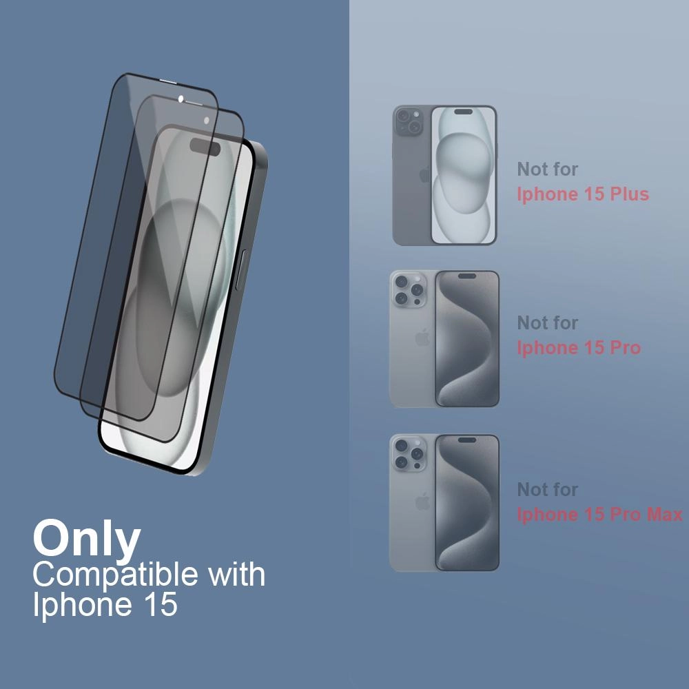 Max & Max Privacy Tempered Glass Screen Protector for iPhone 15