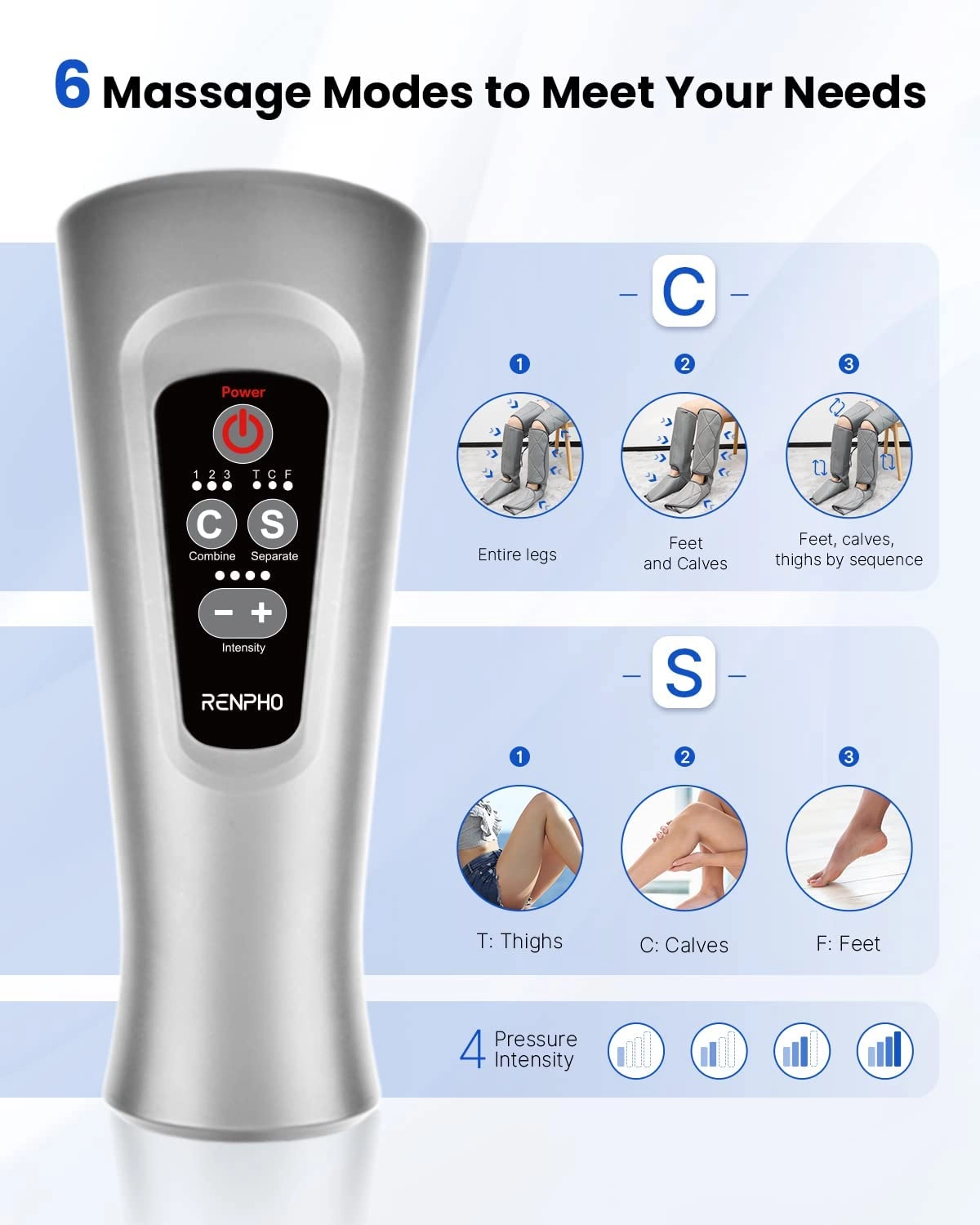 Leg Massager - 6 Modes 4 Intensities Calf Feet Thigh