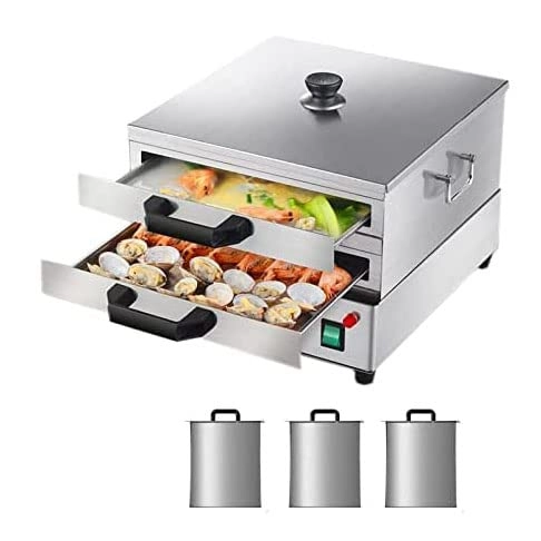 2 Layer Electric Vermicelli Roll Steamer - Stainless Steel Spare Drawer UK Plug