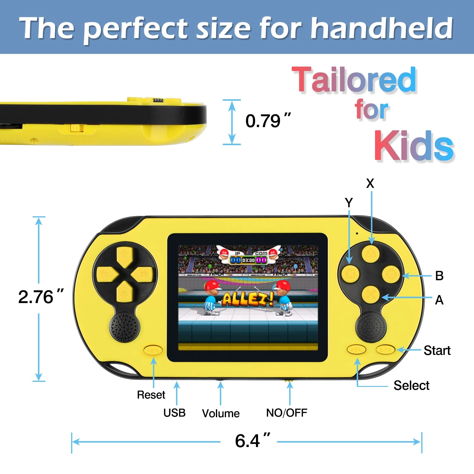 16 Bit Handheld Game - 3.0'' Large Screen 230 Games USB Rechargeable Battery