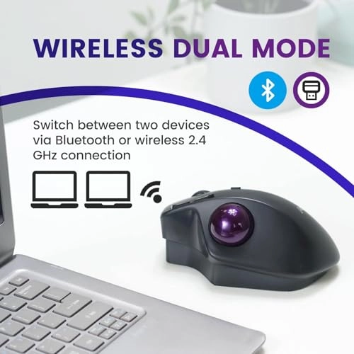 PERIMICE-720 Ergonomic Trackball Mouse - Wireless