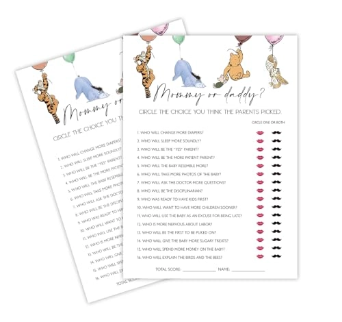 Winnie Baby Shower Games - 30 pieces